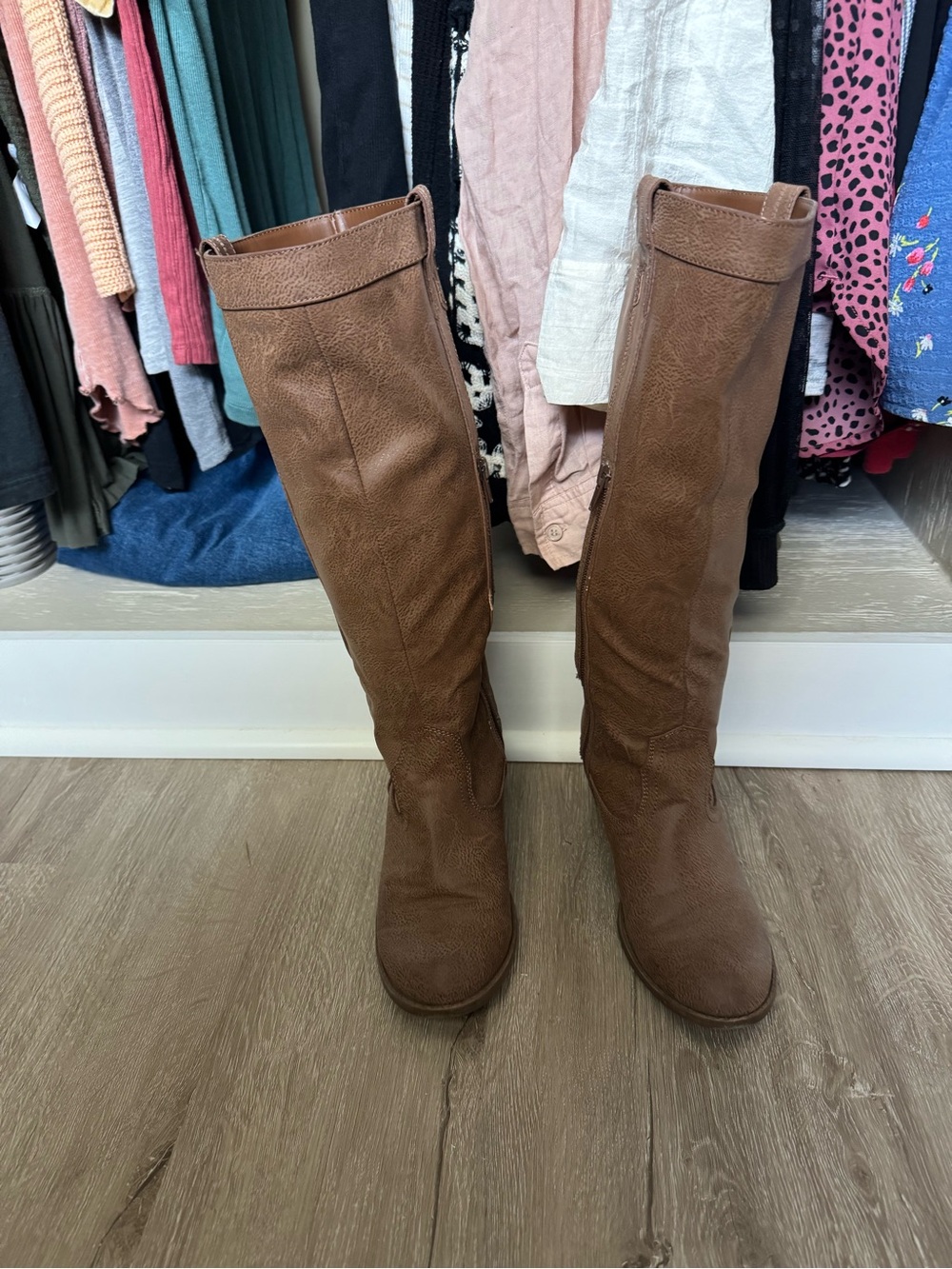 Classic Over-the-Knee Brown Faux-Leather Boots